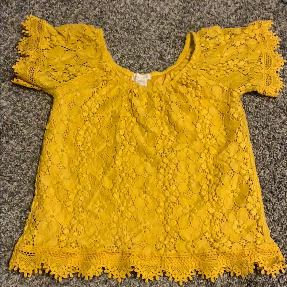 Yellow floral lace top
